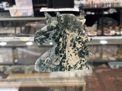 Hand Carved Agate Unicorn, 11x11x2cm, 330gr, Morocco