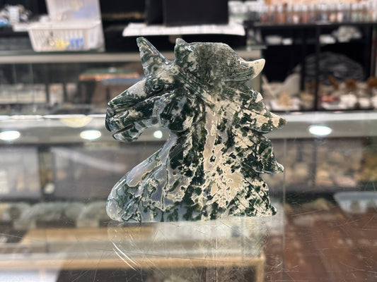 Hand Carved Agate Unicorn, 11x11x2cm, 330gr, Morocco