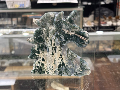 Hand Carved Agate Unicorn, 11x11x2cm, 330gr, Morocco