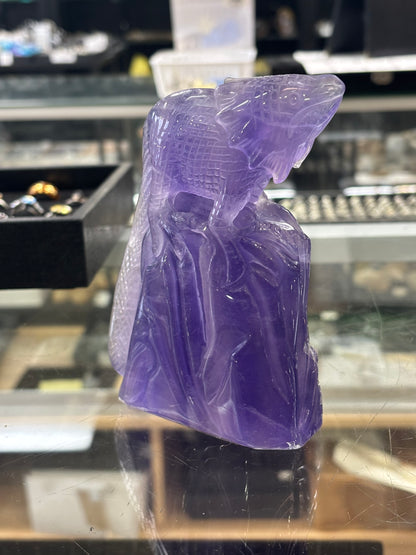 Hand Carved Purple Flourite Iguana, 10x3x13cm, 761gr, Morocco