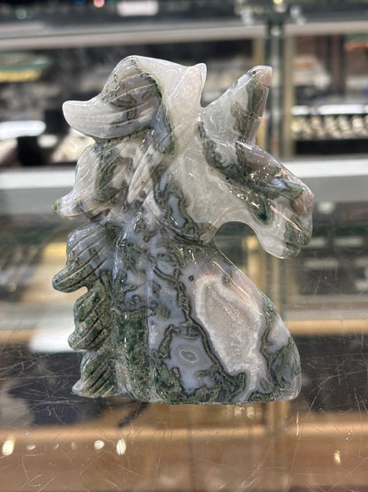 Hand Carved Agate Unicorn, 276gr, 9x1.5x11.5cm, Morocco