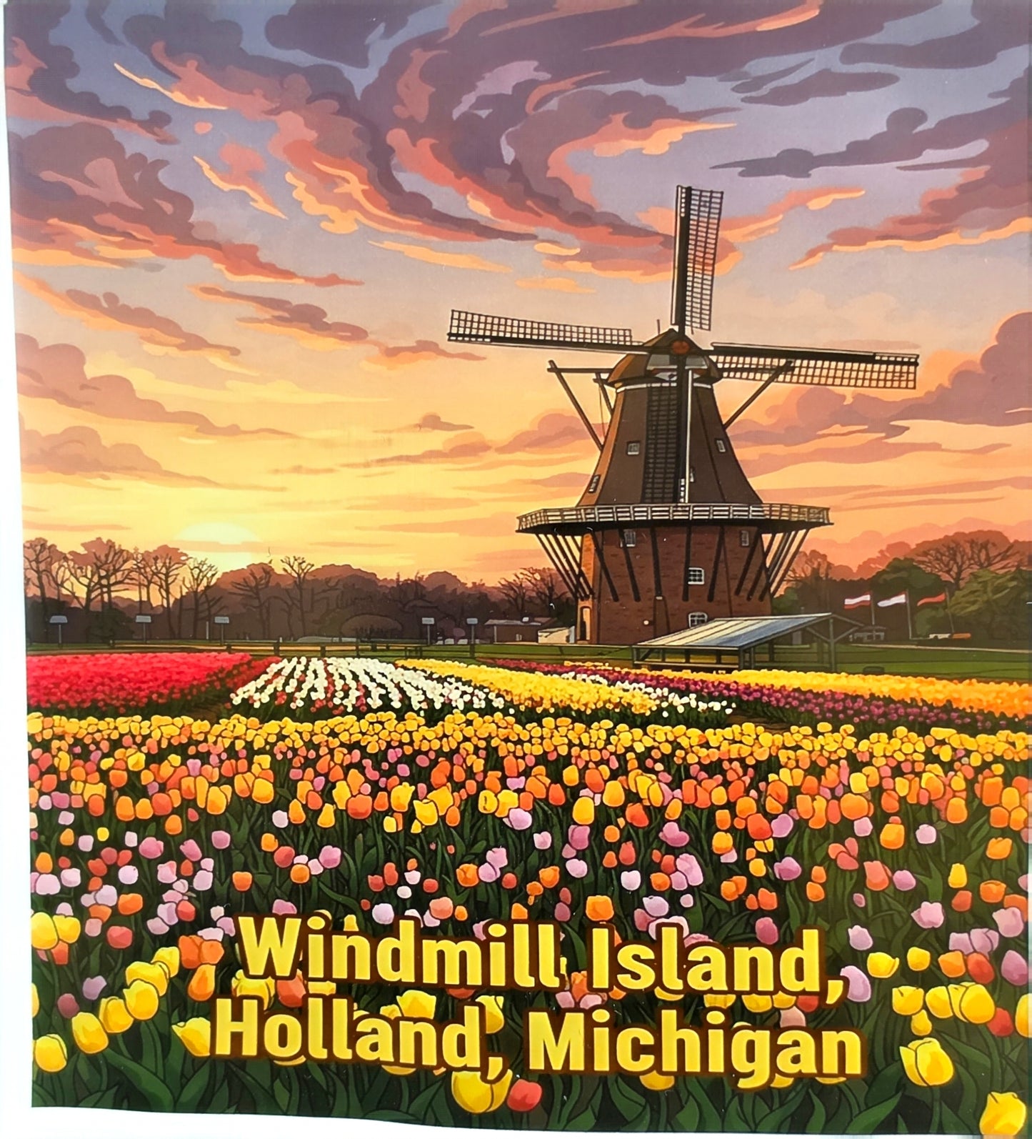 De Zwaan Windmill Sticker at Dawn -  8x9 cm