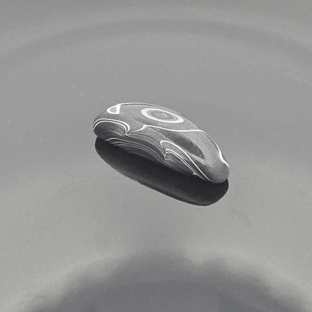 Black Sheen Dodge "Fordite" Caboceon, Sterling Heights Plant, Michigan, 36x13x10mm, 17.31ct