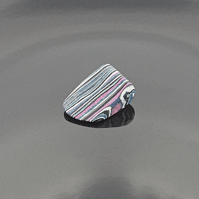 Funkrite Free From Cabocheon “Fordite” Galveston, TX, 26x18x12mm, 24.41ct - Highly Fluorescent