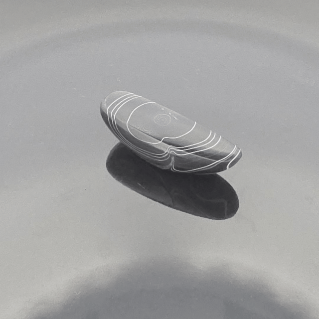 Black Sheen Dodge "Fordite" Caboceon, Sterling Heights Plant, Michigan, 36x13x10mm, 17.31ct