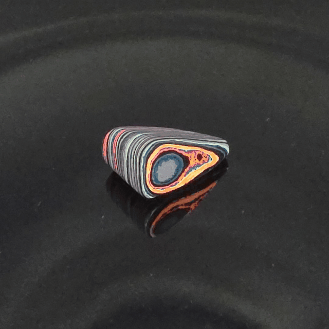 Funkrite Free From Cabocheon “Fordite” Galveston, TX, 26x18x12mm, 24.41ct - Highly Fluorescent
