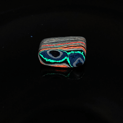 Funkrite Free From Cabocheon “Fordite” Galveston, TX, 28x17x12mm, 35.94ct - HIGHLY FLOURESCENT