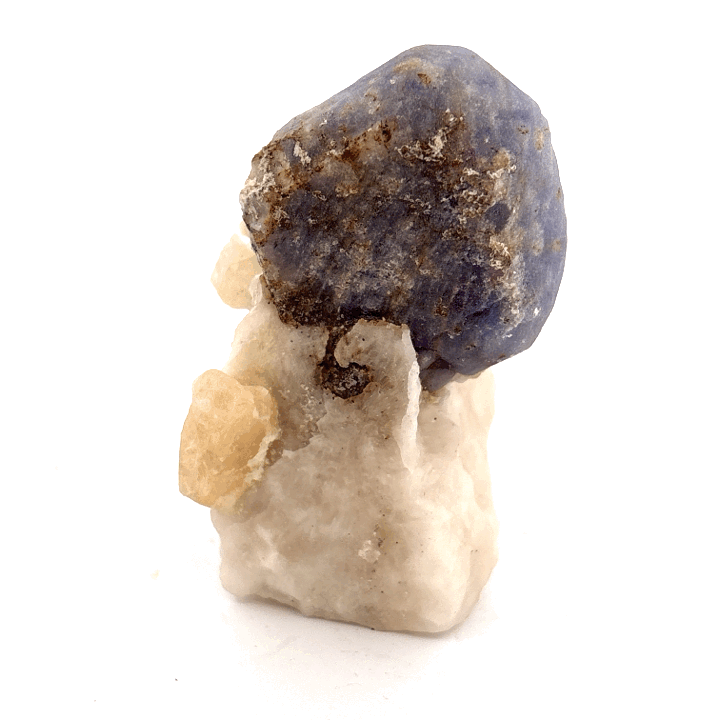 Fluorescent Hackmanite & Calcite on Quartz, Pakistan, 149.58gr