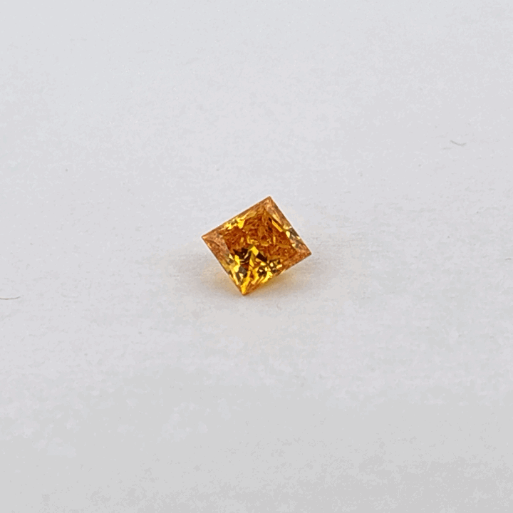 Certified Lab Grown Diamond, 1.58ct, Vivid Orange, SI1, Princess Cut