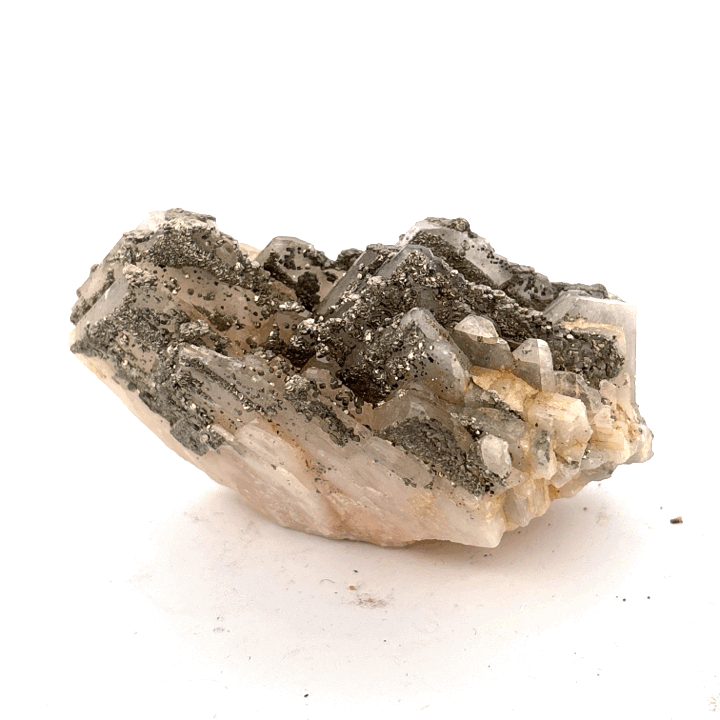 Pyrite on Calcite, Morocco, 7x4x3cm, 132gr