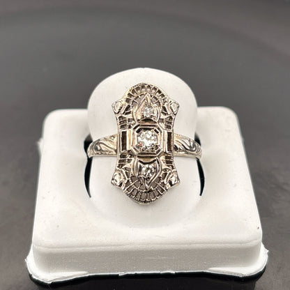 18K Antique Diamond Ring, 1/5cttw, GH, SI1, 3.12gr