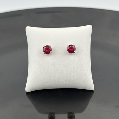 14K Natural Ruby Earrings, 4.75mm, Madagascar