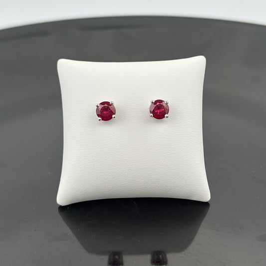 14K Natural Ruby Earrings, 4.75mm, Madagascar