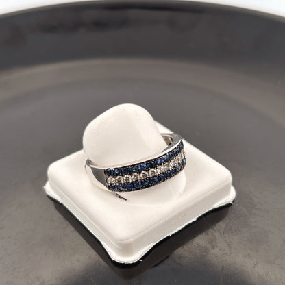 14K Diamond & Sapphire Mens Ring, 5.46gr