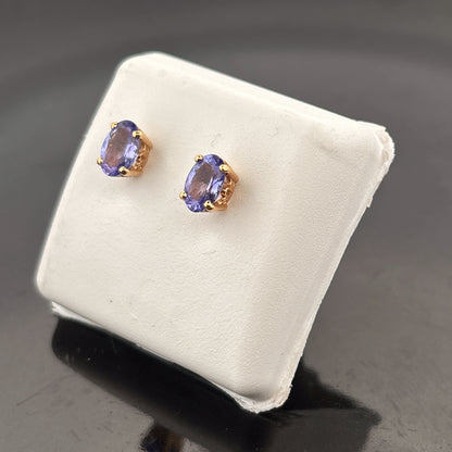 14K Tanzanite Earrings, 6.5x4.25mm - 1.16gr