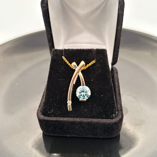 14K Certified Diamond Pendant, 1.8cttw, SI1, Blue, F, 5.05gr