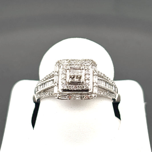 Natural Diamond Ring, 0.20 cttw, GH, I1, Size 7, 10K White Gold