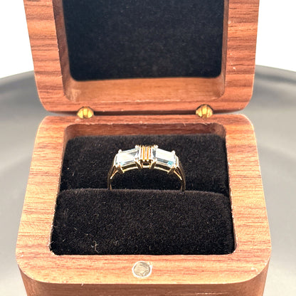 Antiuqe Blue topaz & 14k Art Deco Ring, Size 6