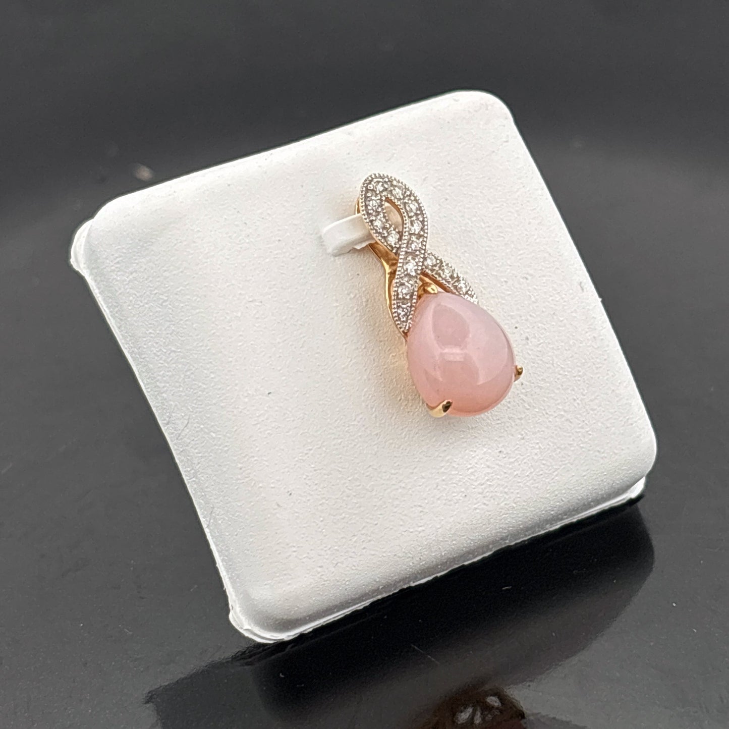 14k Pink Opal & CZ Pendant, 1.33gr