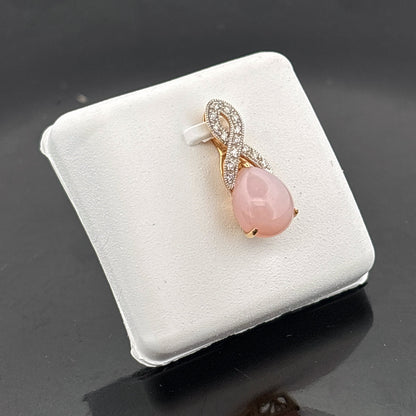 14k Pink Opal & CZ Pendant, 1.33gr