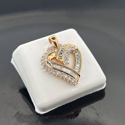 10k Diamond Heart Pendant, 1cttw, HIJ, SI1, 2.84gr
