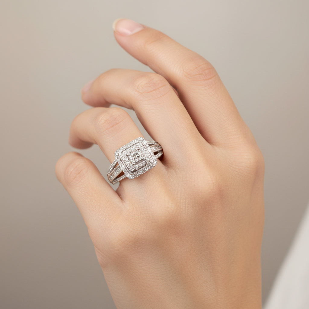 Natural Diamond Ring, 0.20 cttw, GH, I1, Size 7, 10K White Gold