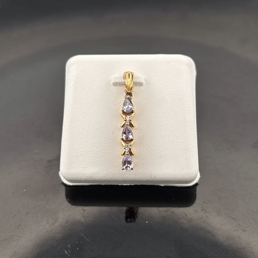 10K Tanzanite & Diamond Pendant, 1/3cttw - 1gr