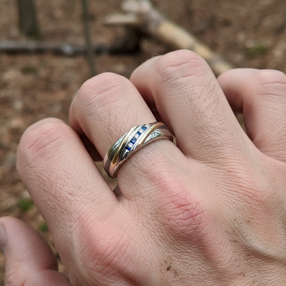 14k Diamond & Sapphire Mens Ring, 6.85gr, Size 12