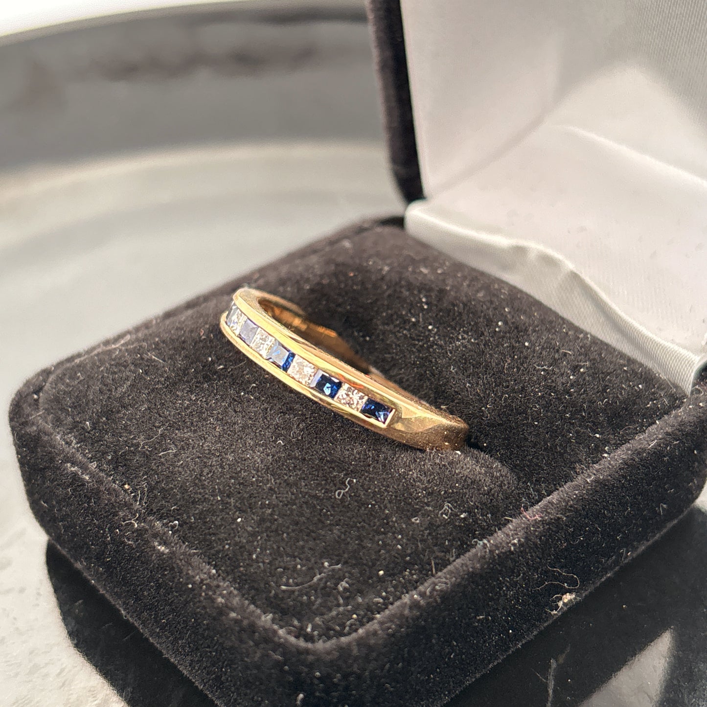 14K Diamond & Sapphire Mens Ring, 5.25gr