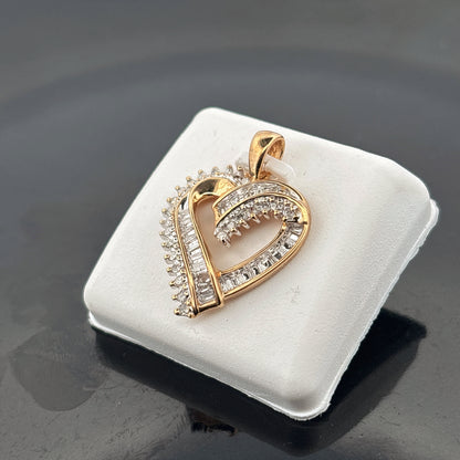 10k Diamond Heart Pendant, 1cttw, HIJ, SI1, 2.84gr