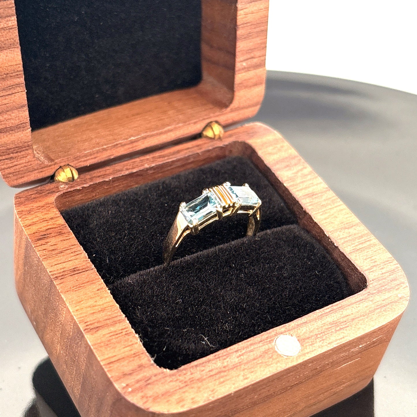Antiuqe Blue topaz & 14k Art Deco Ring, Size 6