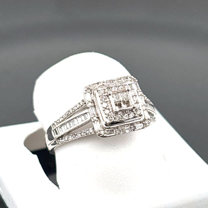Natural Diamond Ring, 0.20 cttw, GH, I1, Size 7, 10K White Gold