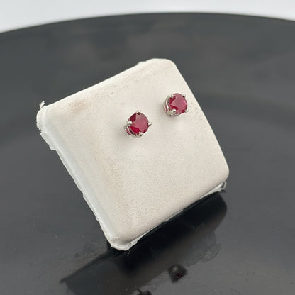 14K Natural Ruby Earrings, 4.75mm, Madagascar