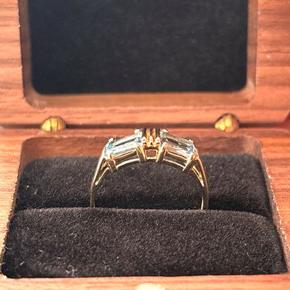 Antiuqe Blue topaz & 14k Art Deco Ring, Size 6
