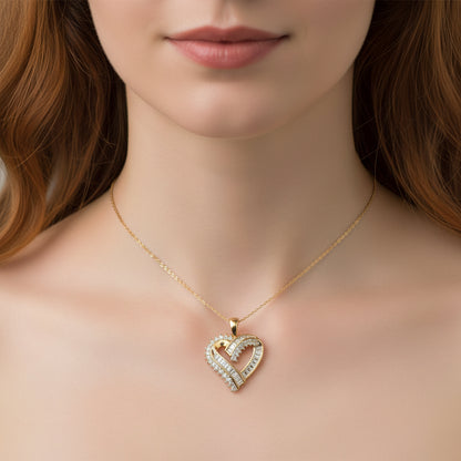 10k Diamond Heart Pendant, 1cttw, HIJ, SI1, 2.84gr