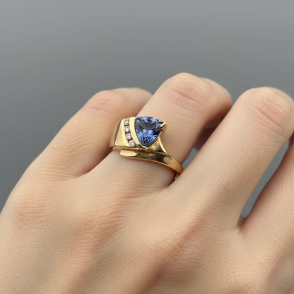 14K Tanzanite & Diamond Ring, GH, SI - 4.2gr