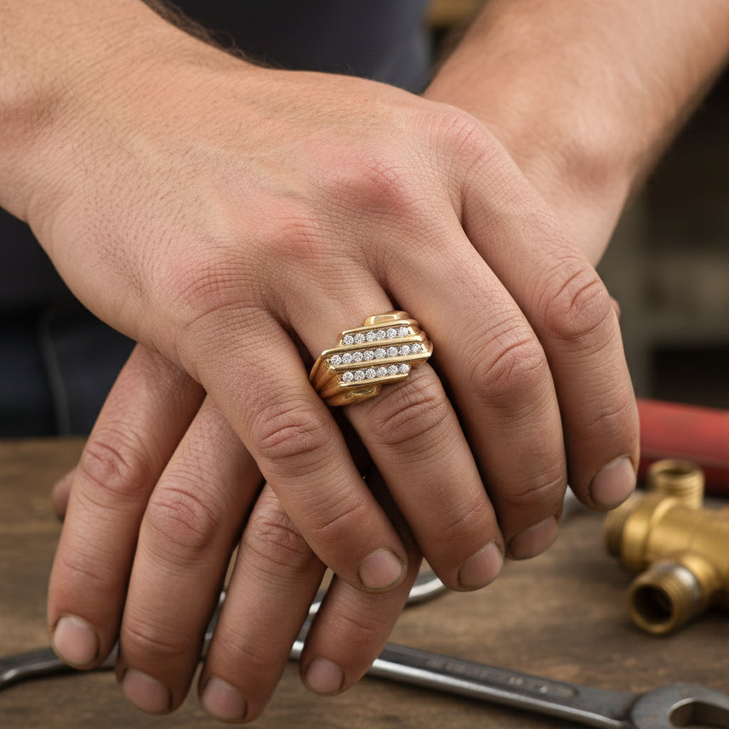 14k Diamond Mens Ring, 1/2cttw, GH, I1, 5.48gr