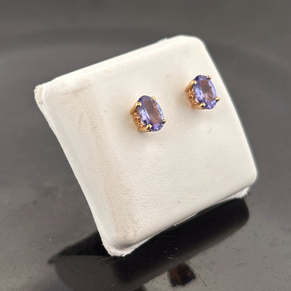 14K Tanzanite Earrings, 6.5x4.25mm - 1.16gr