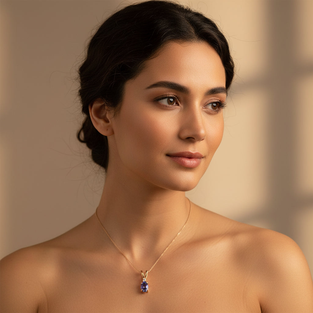 14K Tanzanite & Diamond Pendant, 0.67gr