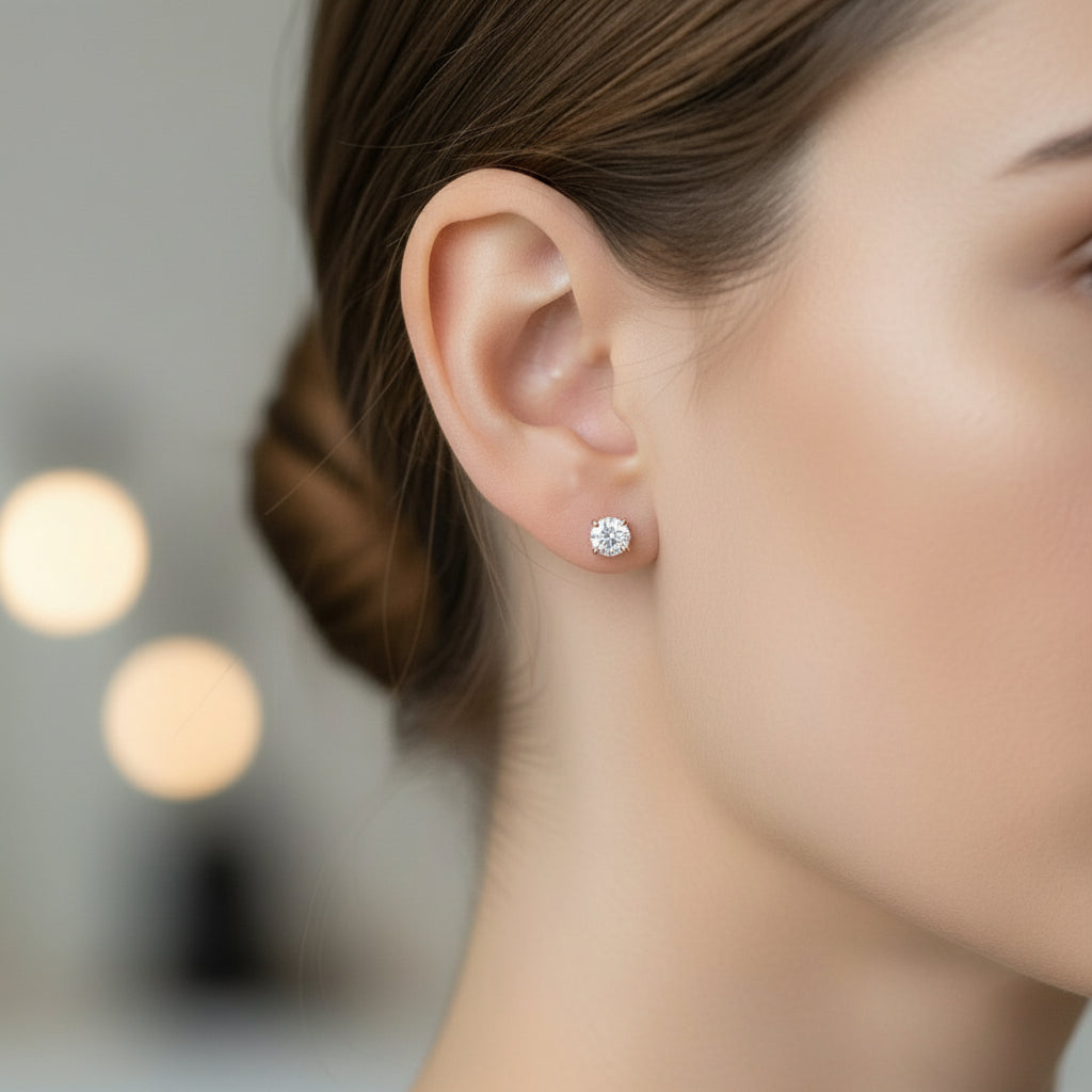 Cruelty Free Lab Grown 14K Diamond Stud Earrings, DF, VS1, 1.14cttw