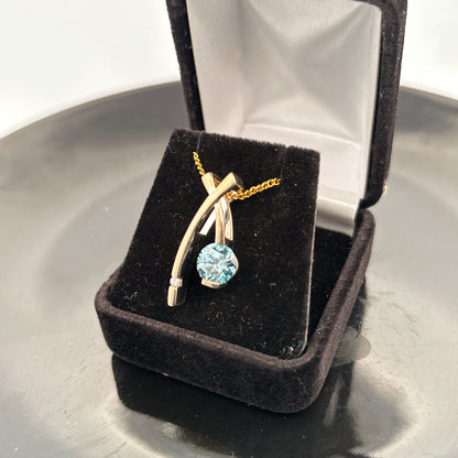 14K Certified Diamond Pendant, 1.8cttw, SI1, Blue, F, 5.05gr