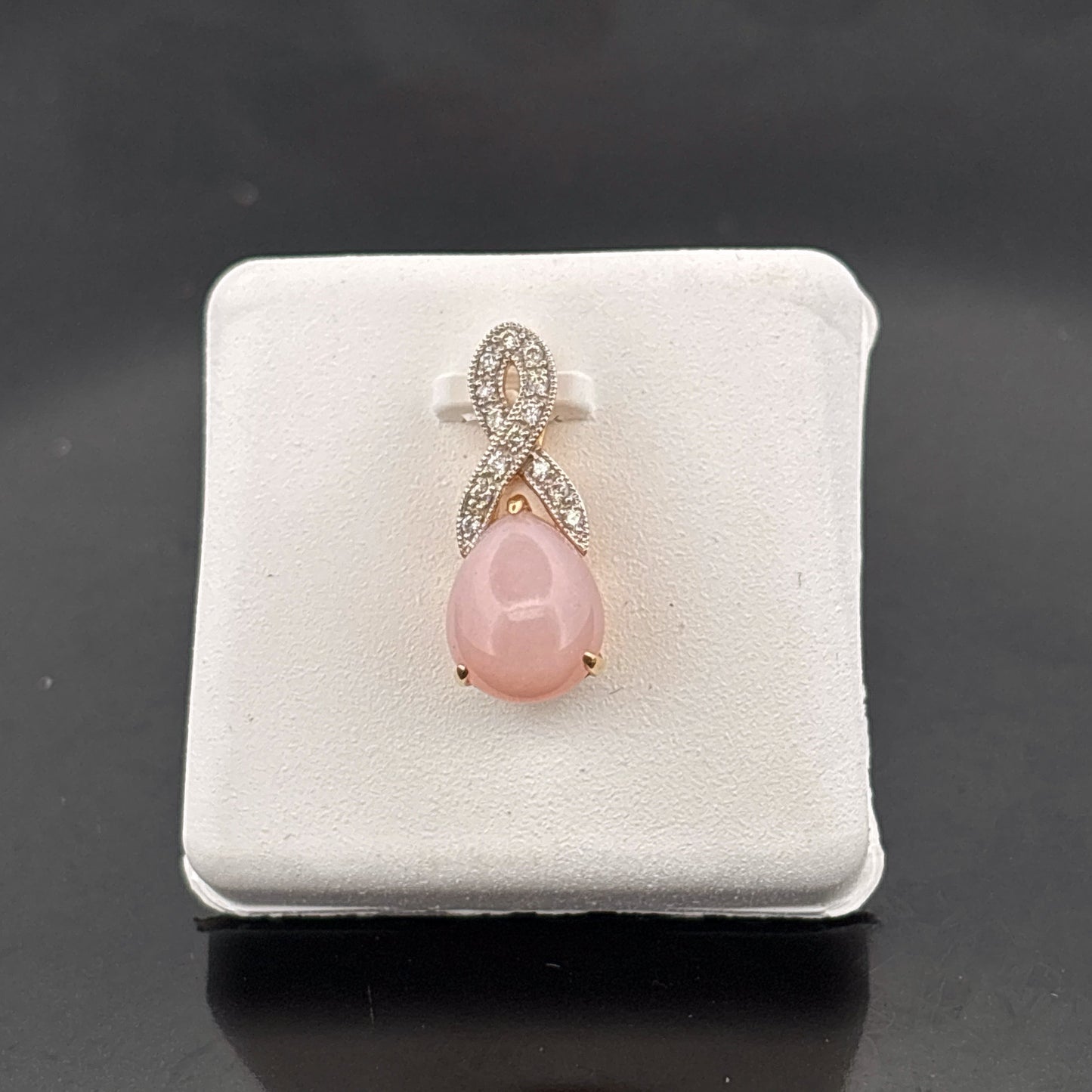 14k Pink Opal & CZ Pendant, 1.33gr