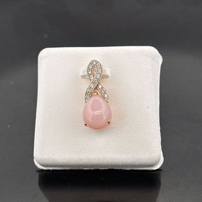 14k Pink Opal & CZ Pendant, 1.33gr
