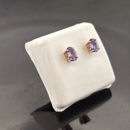 14k Tanzanite Earrings, 6x4mm, 1.05gr