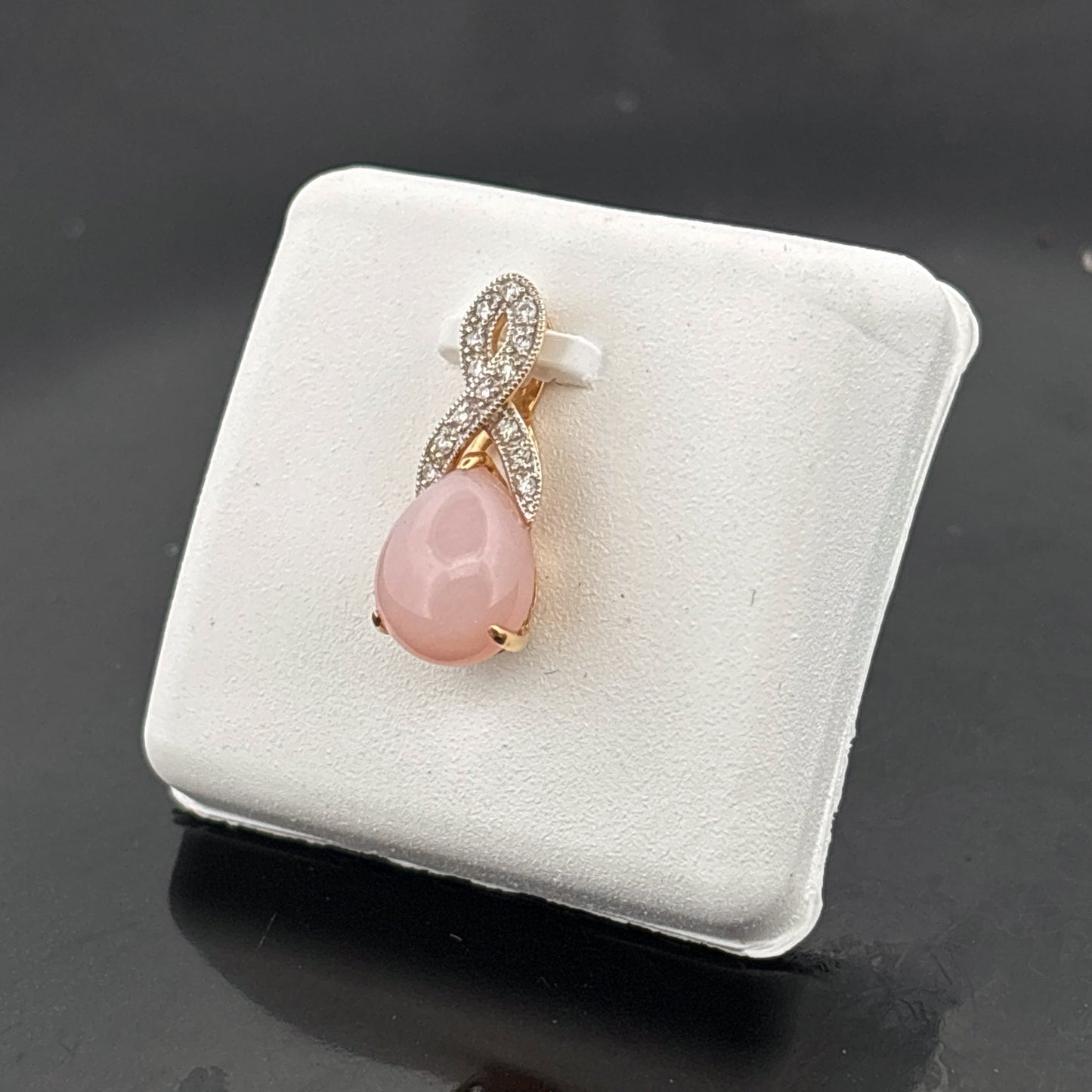 14k Pink Opal & CZ Pendant, 1.33gr