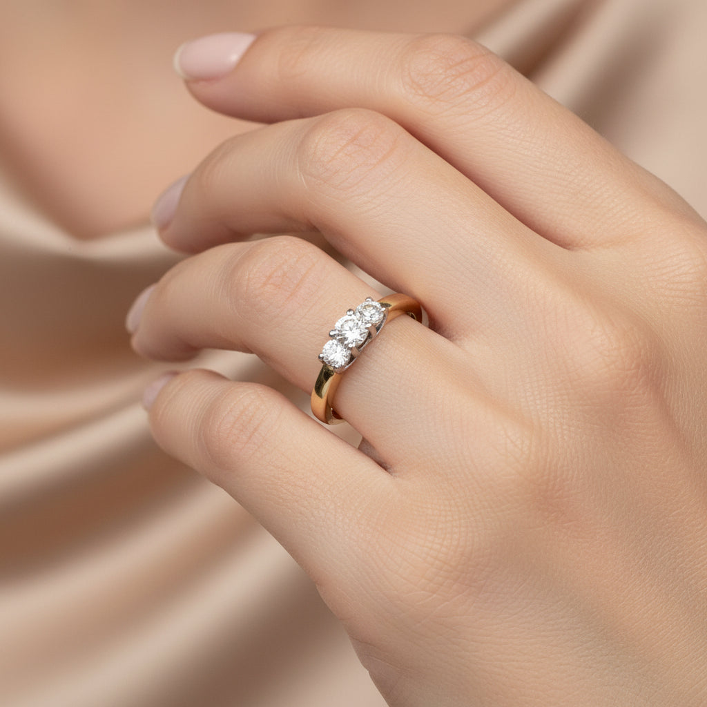 14k 2-Tone Gold Diamond Ring, 1/2cttw, GH, SI1, Size 7