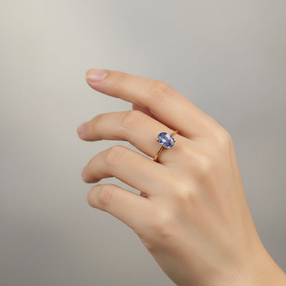 14K Tanzanite Ring, 0.63ct, 7x4.3mm - 1.67gr