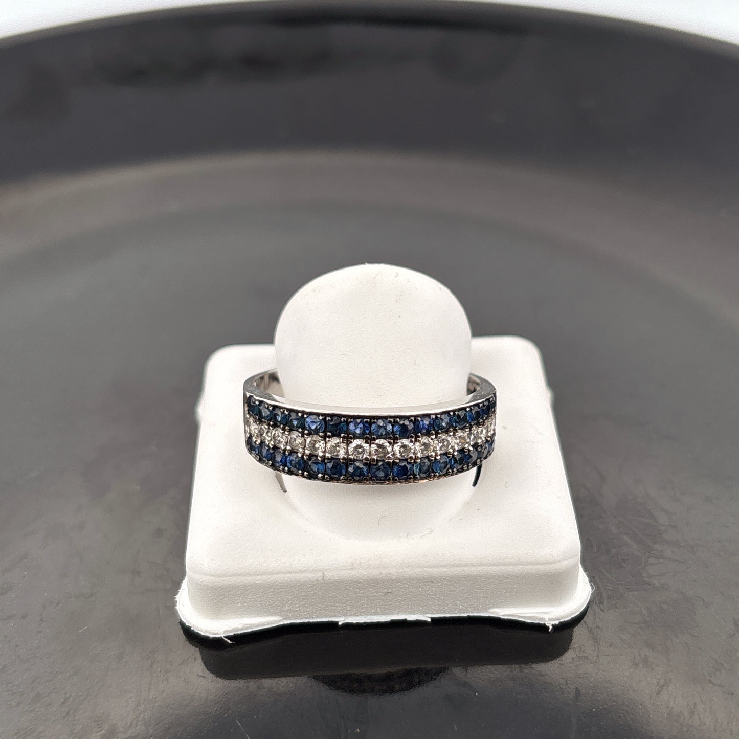 14K Diamond & Sapphire Mens Ring, 5.46gr