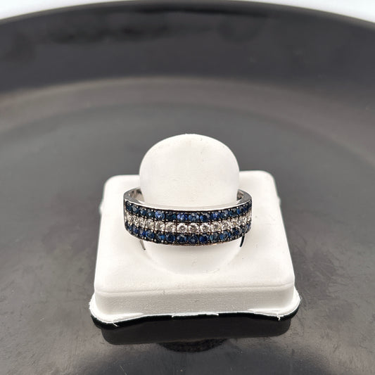 14K Diamond & Sapphire Mens Ring, 5.46gr