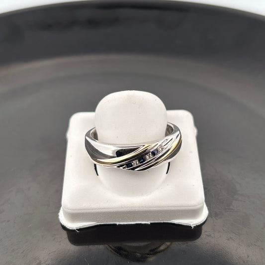 14k Diamond & Sapphire Mens Ring, 6.85gr, Size 12